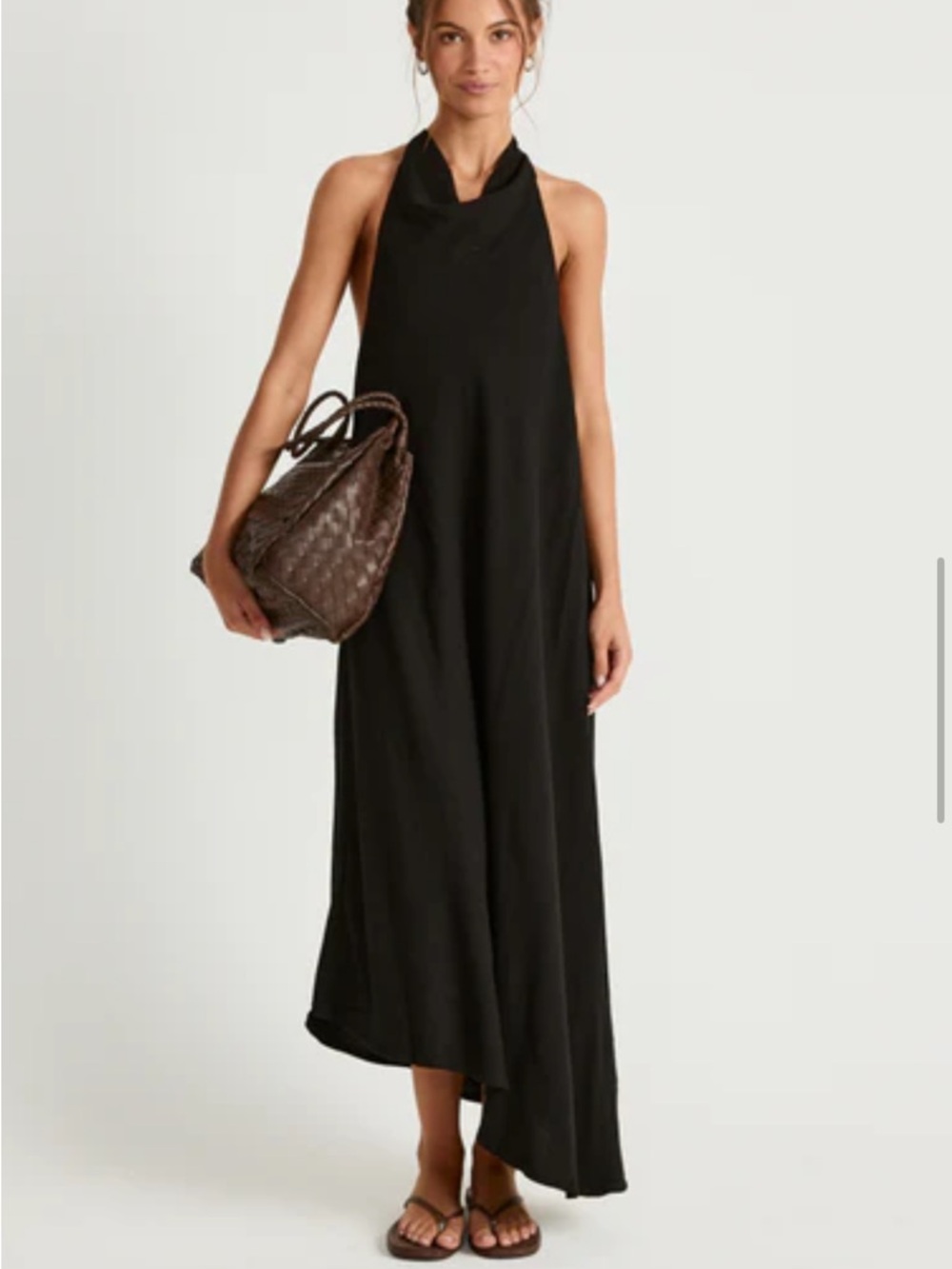 Halter Neck Black Maxi Dress - Women